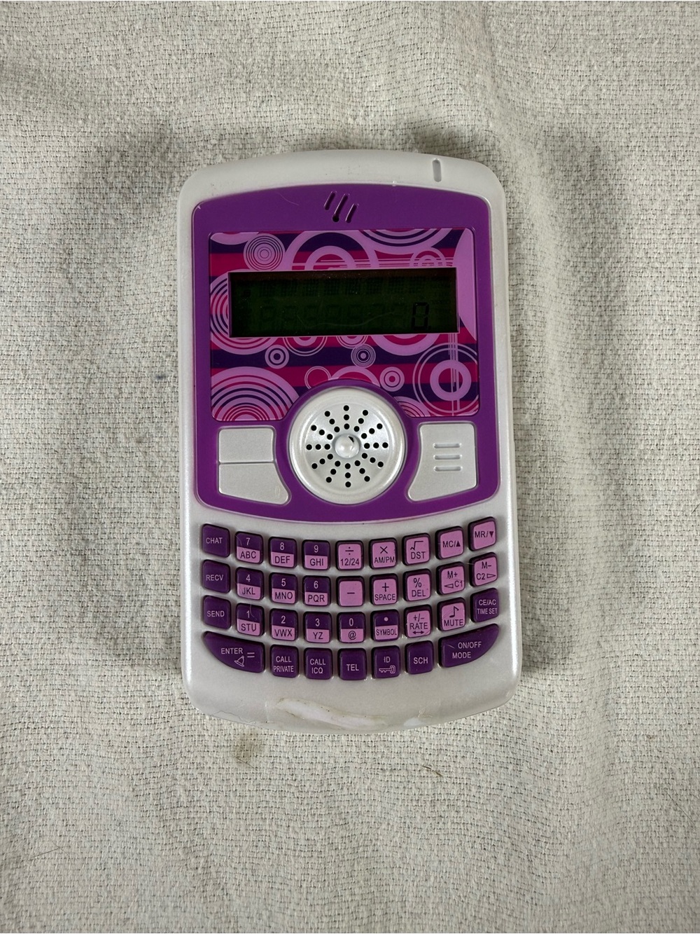 Pink Purple Texting Messaging Calculator Handheld Toy Phone *Works*